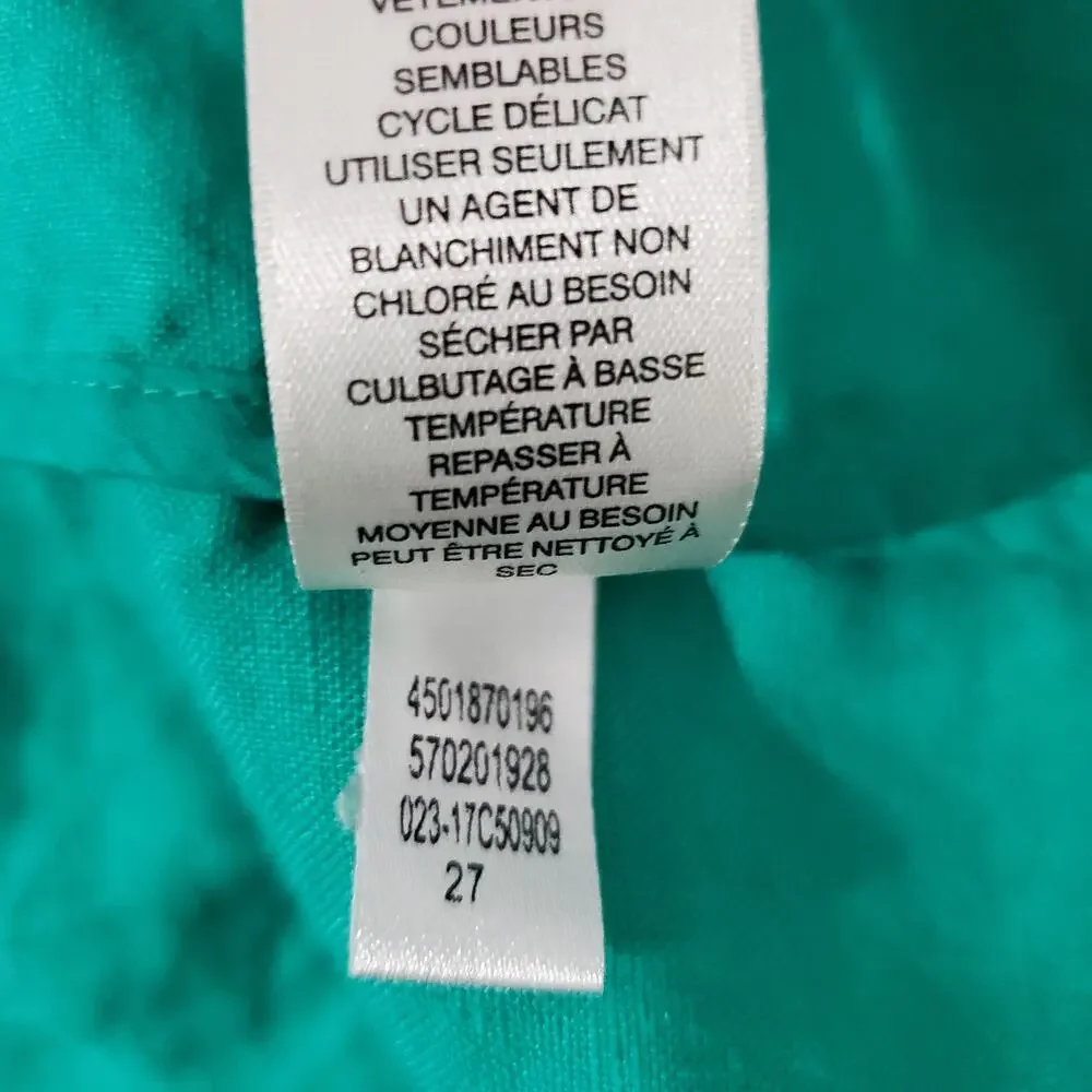 Chicos Eyelet Linen Zip Jacket Womens Size 0 US S 4 Green Natural Coastal Lace - Picture 11 of 13